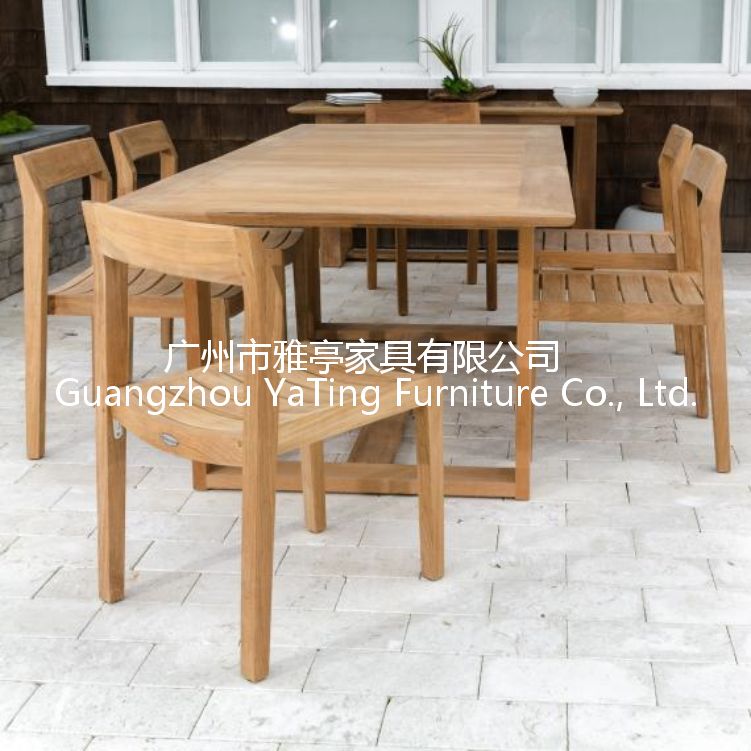 雅亭厂家定制YT-476室外休闲实木餐椅别墅花园庭院桌椅套件