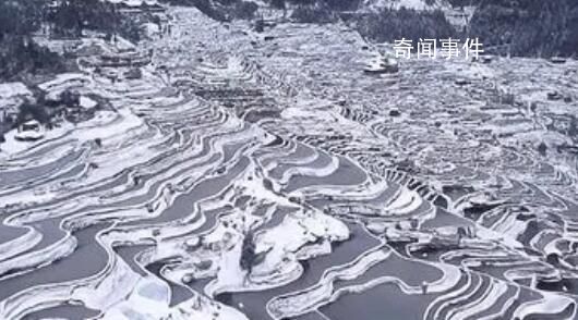 贵州梯田雪后形成大地指纹 大自然馈赠的美景