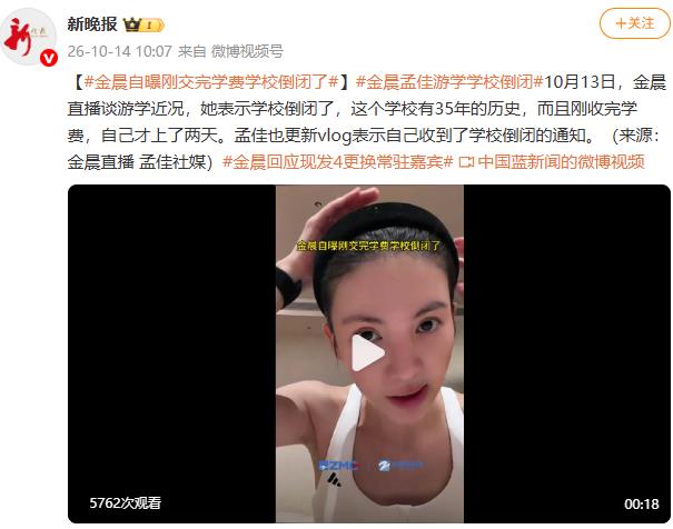 金晨自曝刚交完学费学校倒闭了
