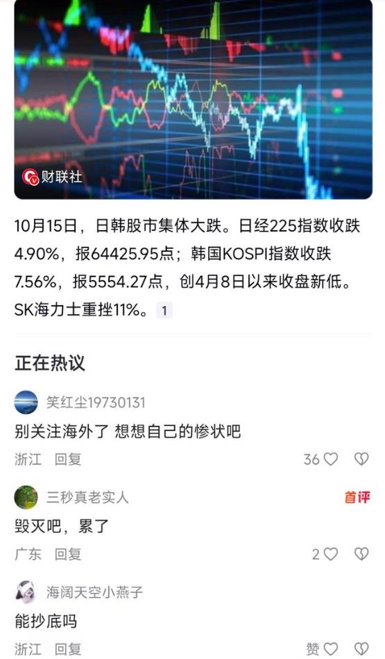 日韩股市集体大跌 SK海力士重挫11% 